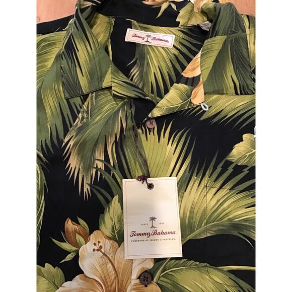 Tommy Bahama Mens Shirt XL Special Rum Camp Hawaiian Green 100% Silk Vacation - Picture 4 of 9